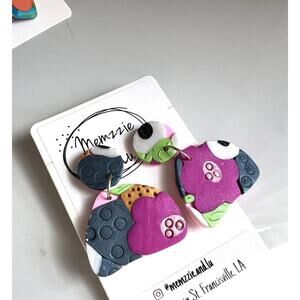 Handmade Polymer Clay Earrings Handcrafted Artwork Floral